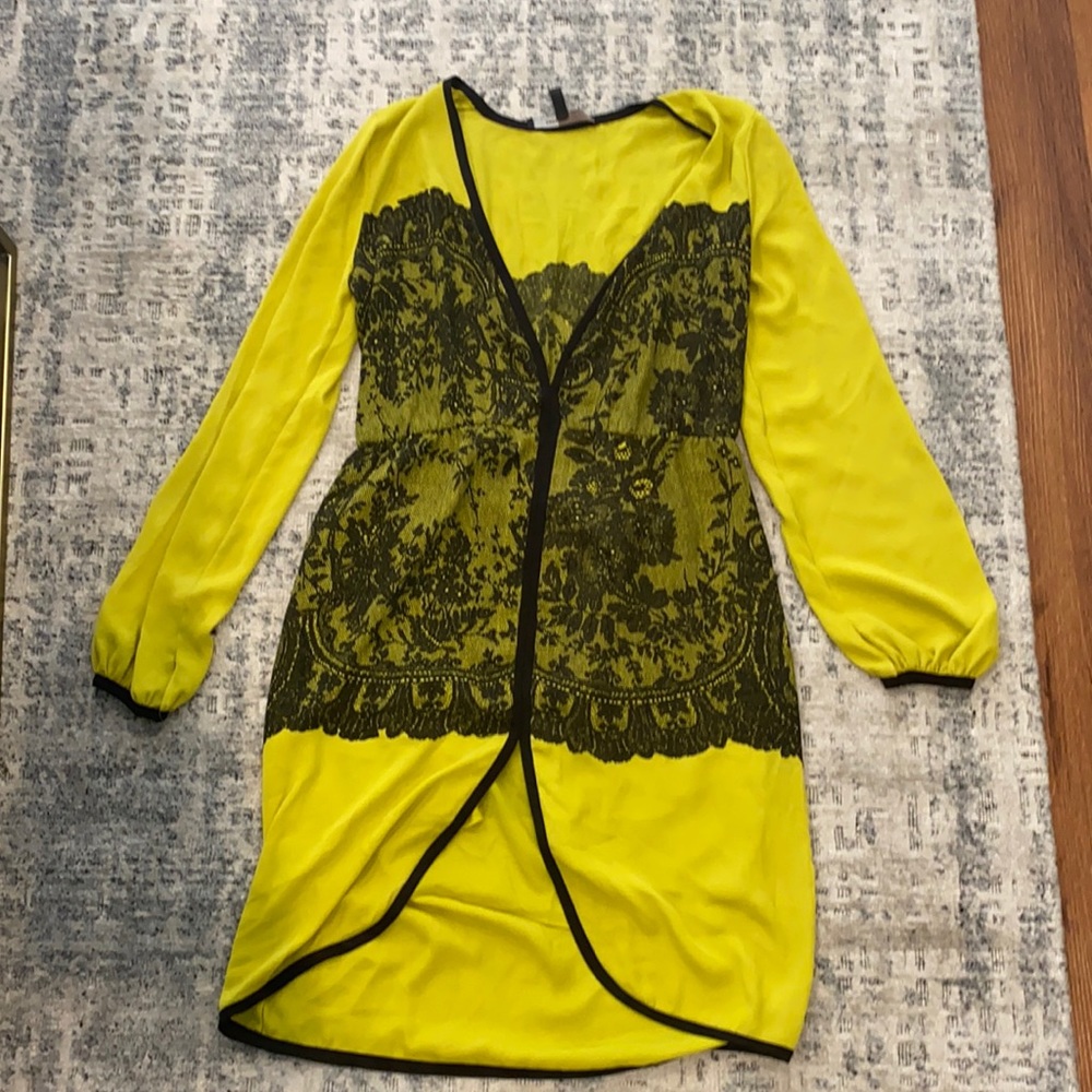 BGBG shirt dress yellow black lace